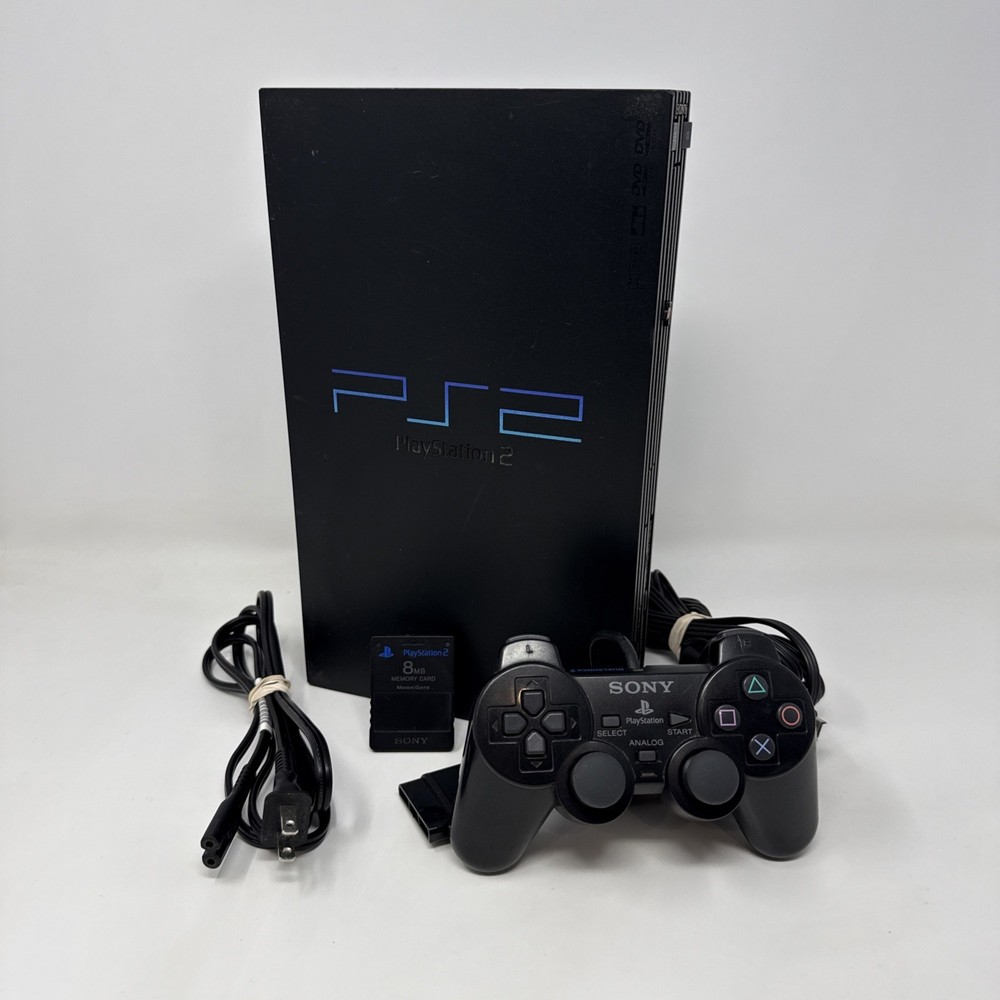 Sony Playstation 2 PS2 Fat Console W/ Cables And Memory Card (SCPH-39001) Works