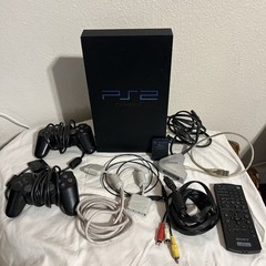 Sony PlayStation 2 PS2 Fat Console 2 Controllers,Memory Card Cords, error disc.
