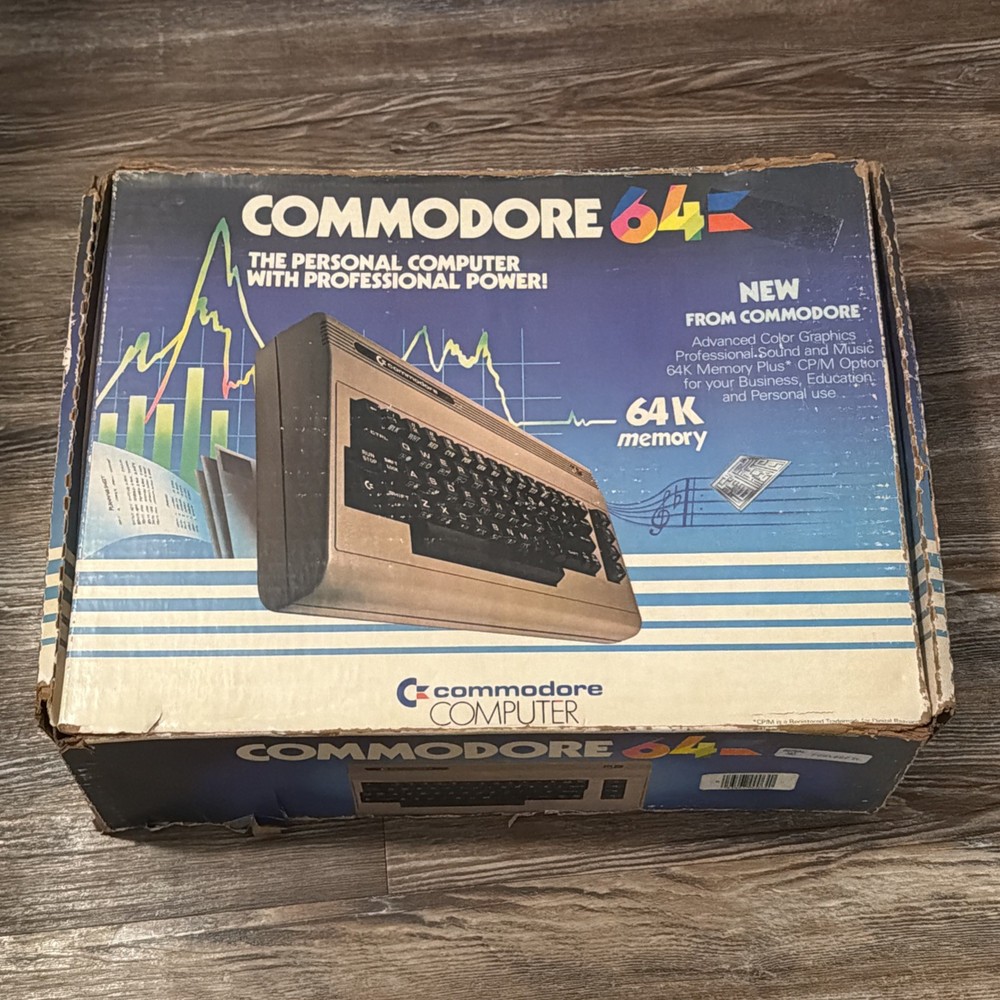 Commodore 64 Retro Computer With Command Overlay Strip PSU & Registration