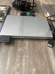 Sony PlayStation 2 Slim Silver Console DVD Playback w Cables 2 Games