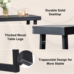 Solid Wood Console Table Storage Sofa Table with Shelf Narrow Entryway Black