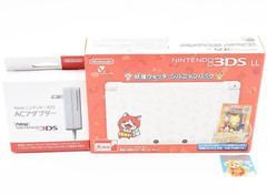 Nintendo 3DS XL LL Console Yo-kai Watch White w/Box Adapter Tested Japan Anime