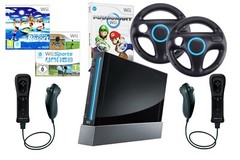 Nintendo Wii Console (Black/White) Kart, Sports + 2in1 Remote Plus Controller