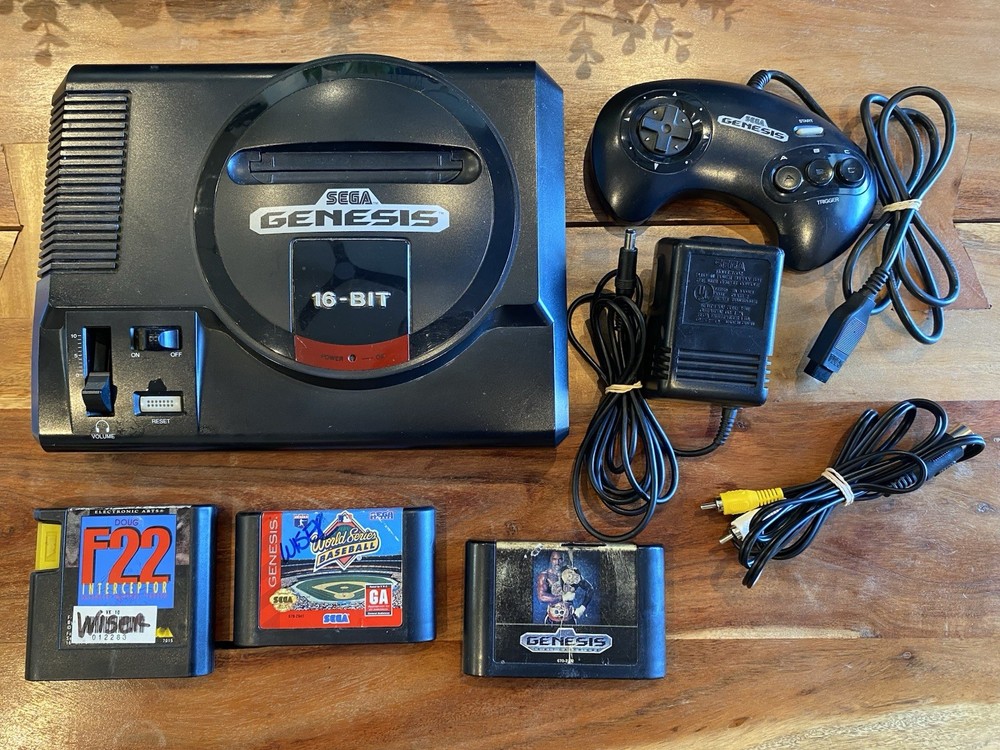 Sega Genesis Model 1601 Console Bundle – Controller, Power + AV Cable, 3 Games!