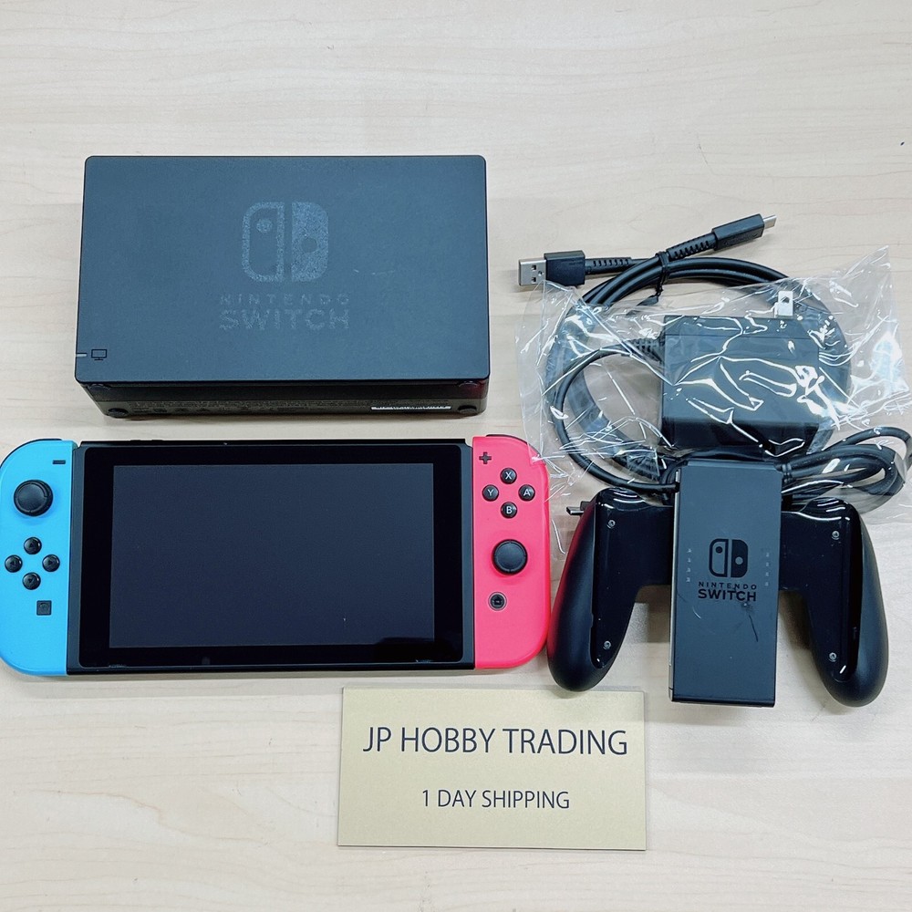 Nintendo Switch Console HAC-001 w/ Joy Con + Dock + Charger Tested 1 Day Ship