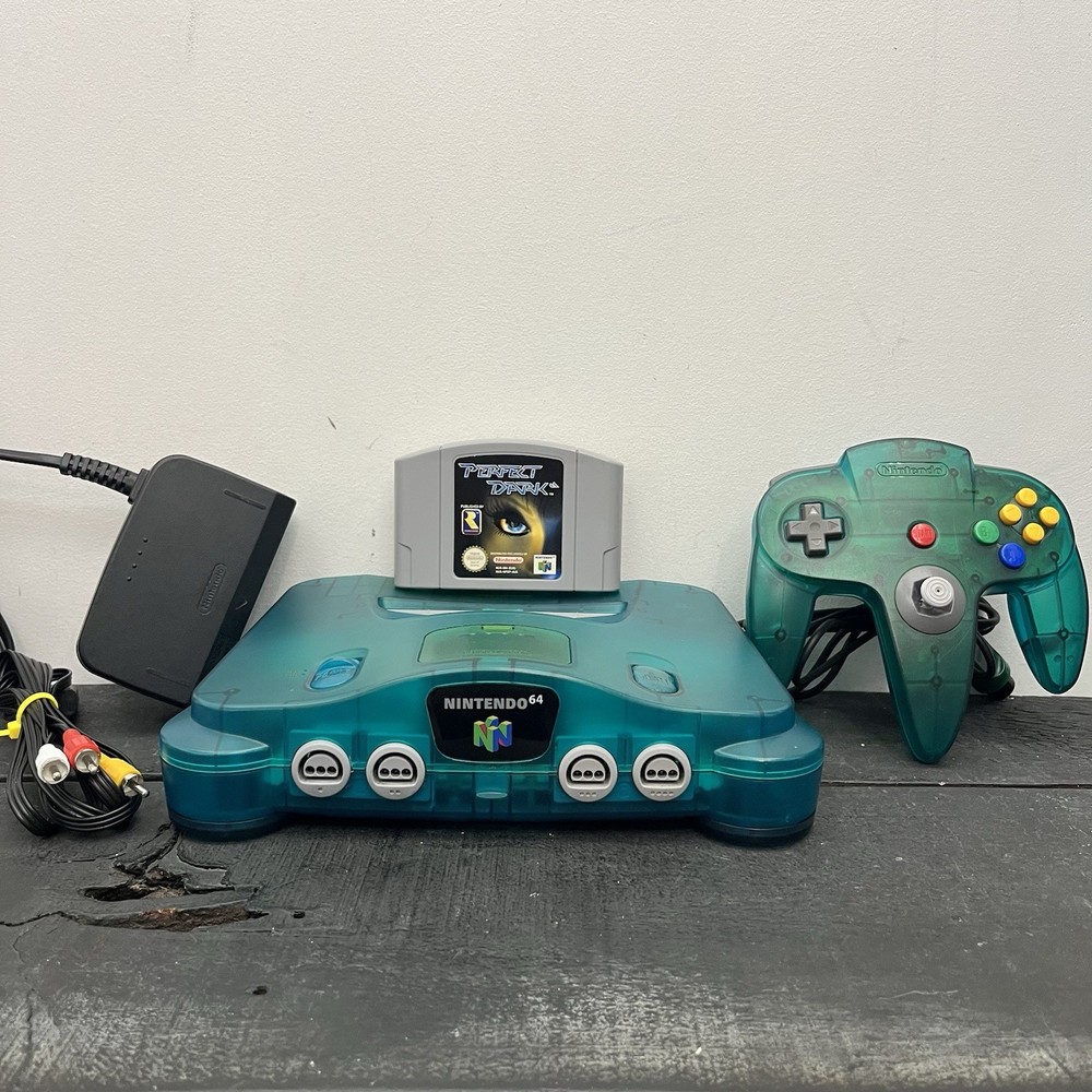 Nintendo 64 Funtastic Ice Blue Console W.Matching Controller Game & Leads TESTED