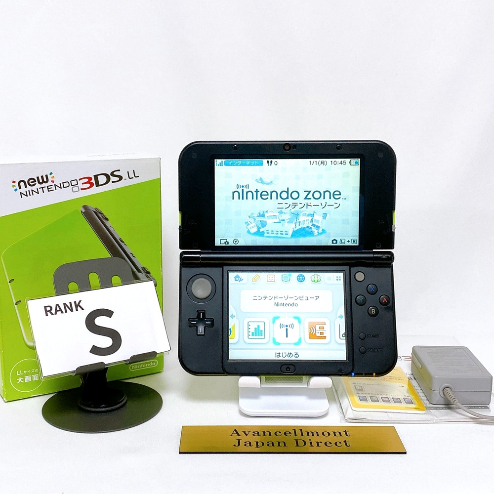 【Dual IPS w/Box】New Nintendo 3DS XL LL Lime Black Japan Tested Working Rank S