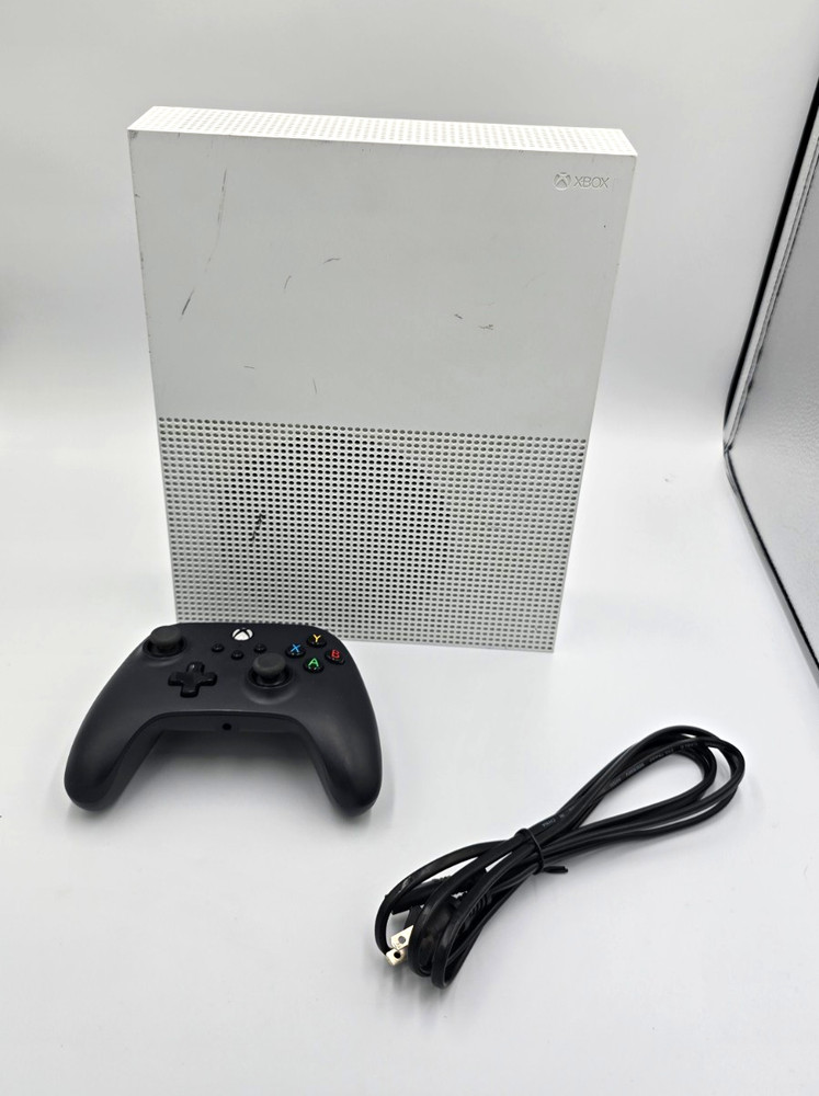 Microsoft Xbox One S White/Black Console Blu-Ray w/ Wired Controller, Cords