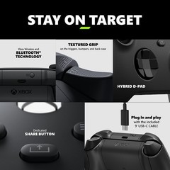 Microsoft Xbox Wireless Gaming Controller (2025) with USB-C Cable, Carbon Black