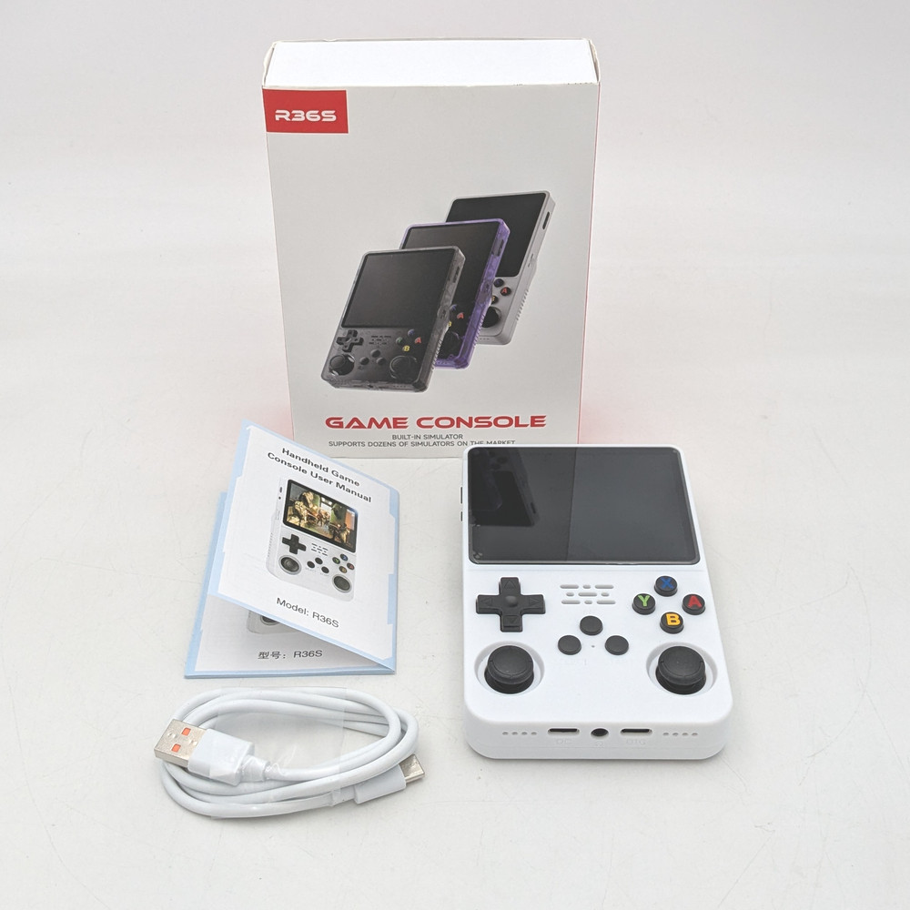 R36S Retro Handheld Gaming Console Built-In Simulator 3.5″ IPS Screen – White
