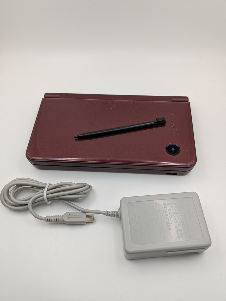 Nintendo DSi LL Burgundy Handheld Console With AC Adapter – working minor damage