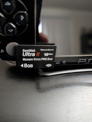 Sony PlayStation PSP-2001 Black with AC adaptor, 8gb memory card, no battery