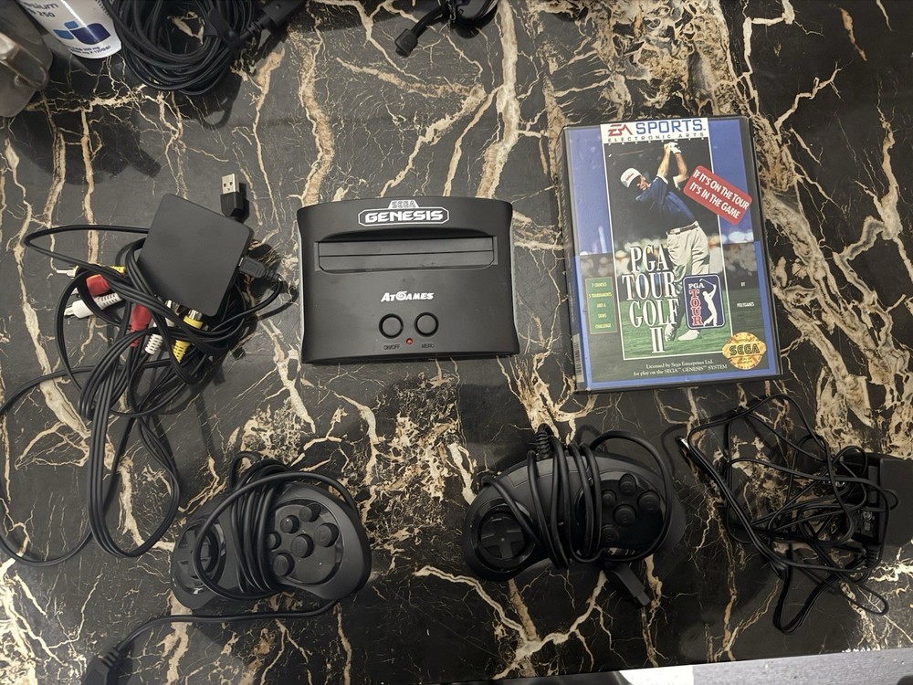 Sega Genesis Bundle Pre-Tested Black 2 Controllers 80 Pre-loaded Games HDMI Adpt