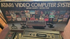 Vintage Atari 2 Consoles CX-2600A, Adapter, Paddle, 5 Games, Cables