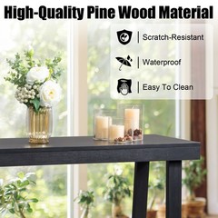 Solid Wood Console Table Storage Sofa Table with Shelf Narrow Entryway Black