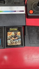 Atari 2600 Black Console w/ 2 Joysticks and 5 games 1 unknown
