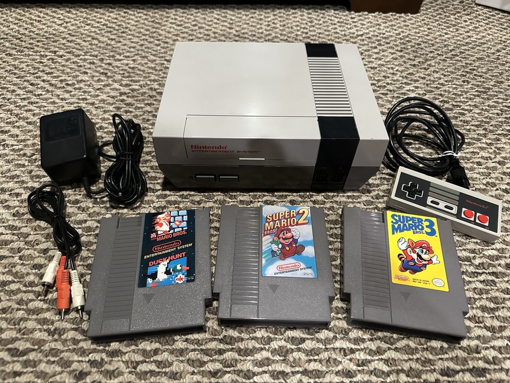 NINTENDO NES Console System Bundle Games Super Mario 1 2 3 Polished Original PIN