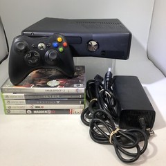 Xbox 360 S Slim 4GB Console Bundle Controller Lot Of 5 Games #ML20