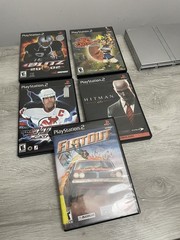 PS2 Slim Console Bundle w/ Controller, 5 Games +Memory Card & Cords Tested Works