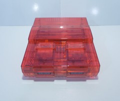 Transparent Clear Red Super Nintendo SNES Retro Video Game Console SNS-001