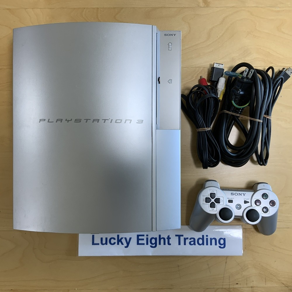 PS3 Satin Silver 80GB CECHL Console Full Accessories PlayStation 3 Fat [CC]