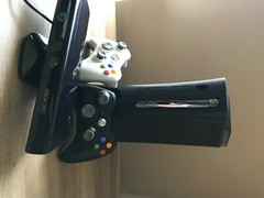Microsoft Xbox 360 Elite 120GB Console – Black with two controllers and a kinect