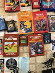 Atari 2600 4-Switch Console Bundle Lot + 7 Games Joysticks Power Cord Video