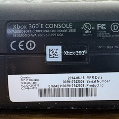 Microsoft Xbox 360 E Console Only Model 1538 Black System Tested & Working