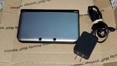 [Rank B] Nintendo 3DS LL XL Silver Black With Charger And Memory