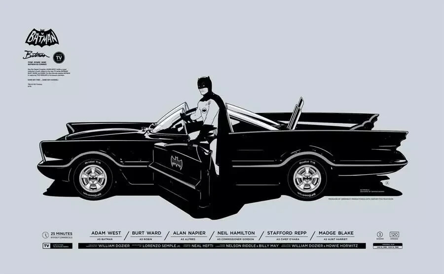 Batman 66 Batmobile SDCC 2014 By Silence TV Gianmarco Magnani Mondo Poster